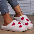 LoveHeart Plush Slip-On Slippers