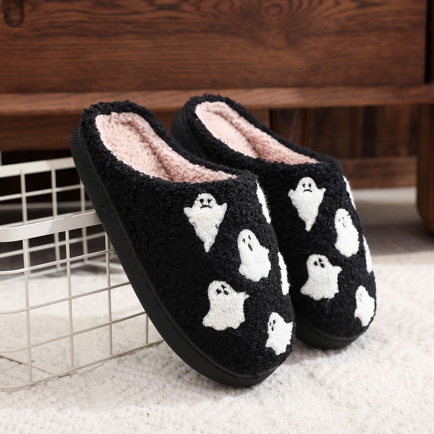 Fluffy Ghost Cozy Indoor Slippers