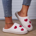 LoveHeart Plush Slip-On Slippers