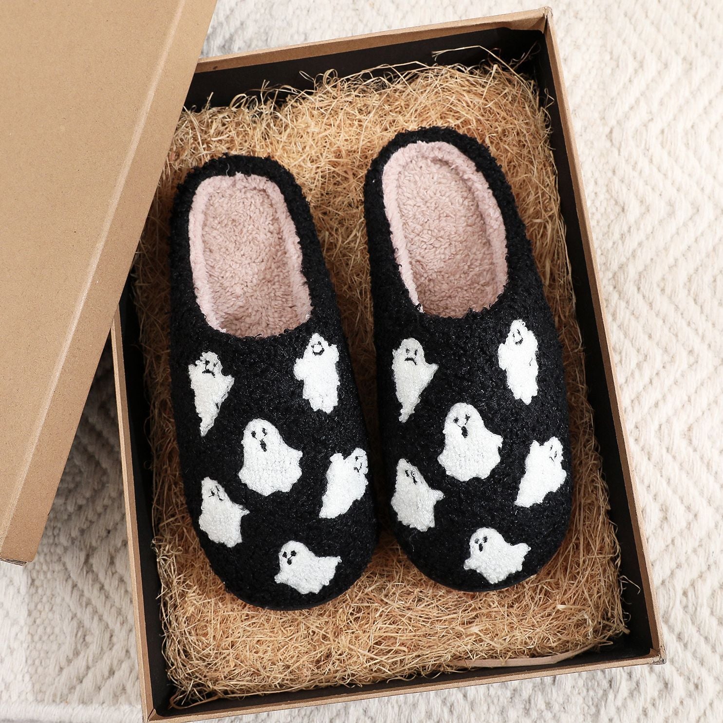 Fluffy Ghost Cozy Indoor Slippers