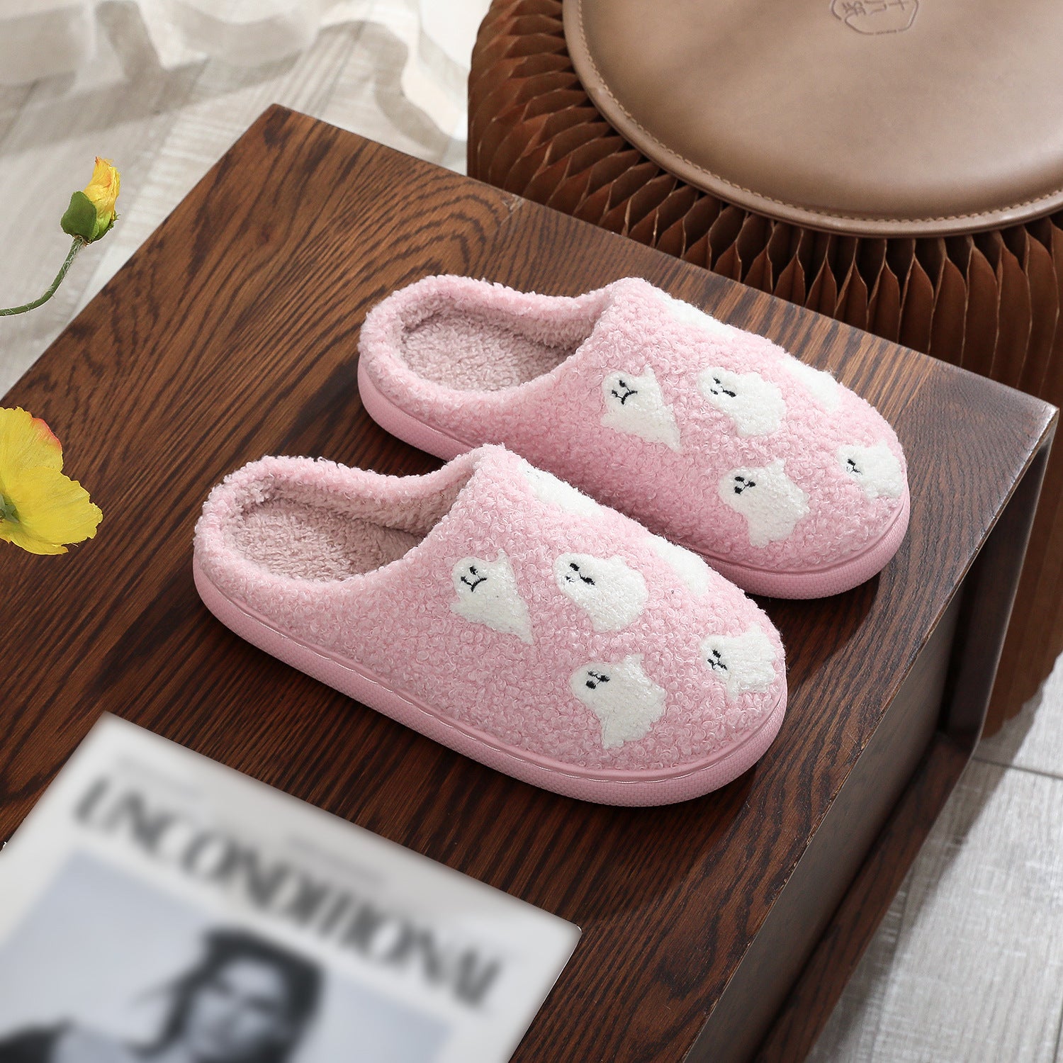 Fluffy Ghost Cozy Indoor Slippers
