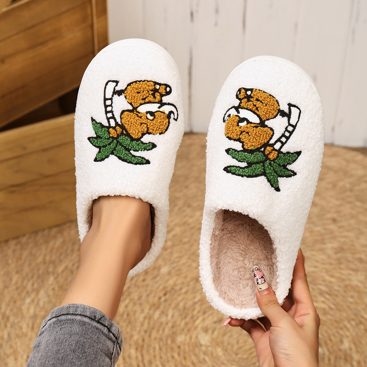 Tropical Monkey Plush Home Slippers