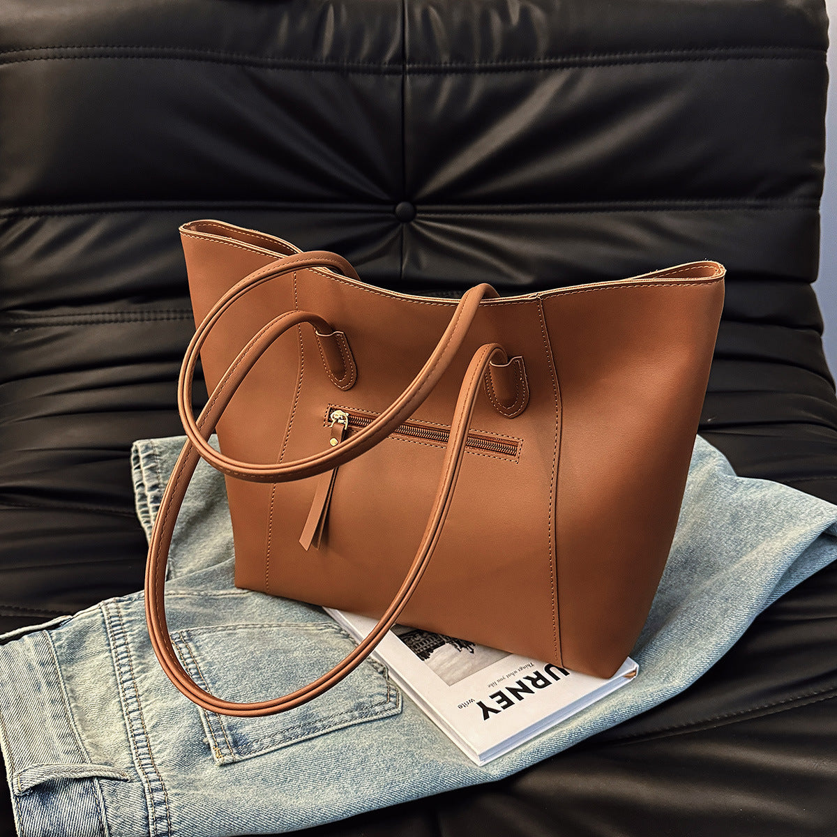 EleganceSoft™ Minimalist Leather Tote Bag