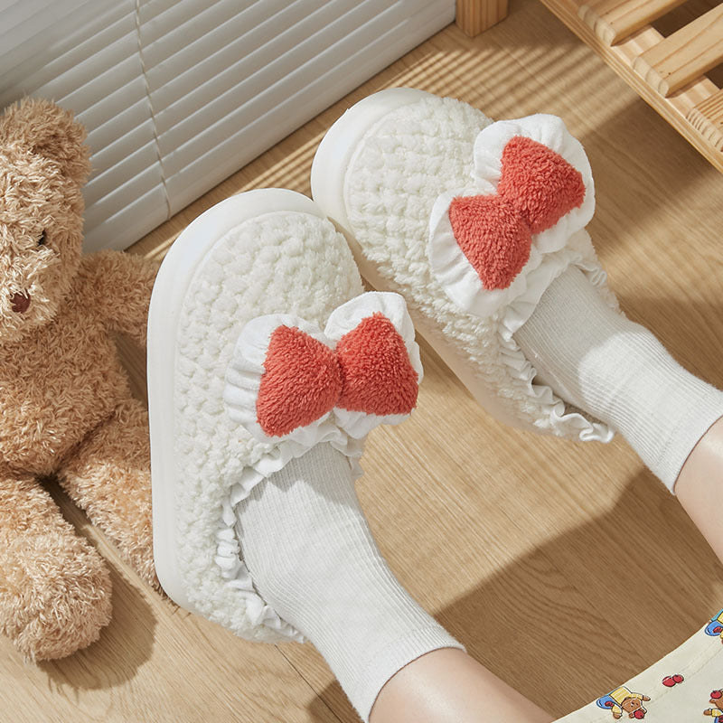 Cute Bow Cotton Slippers For Women